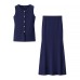European and American Knitted Vest+Knitted Skirt Set for Women