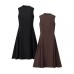 Half high neck large skirt vest style dress for women