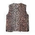 Leopard print lace up vest jacket for women