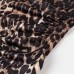 Leopard print pleated neck hanging dress for women