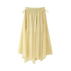 Fashionable loose elastic waist drawstring chiffon skirt for women Fashionable loose elastic waist drawstring chiffon skirt for women