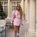 Commuter collar long sleeved striped shirt hip hugging skirt fashionable set