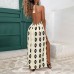 Elegant European and American style design hanging neck beach long skirt dress