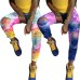 Autumn European and American style street trendsetters tie dye denim high waisted women's jeans