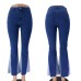 European and American micro flared wide leg pants new fashion mid waist elastic slimming trend jeans for women