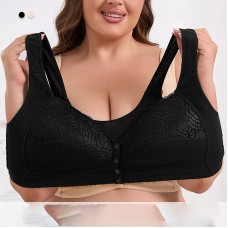 European and American sizes A-G cup oversized bra without steel ring vest style creative lace front button bra