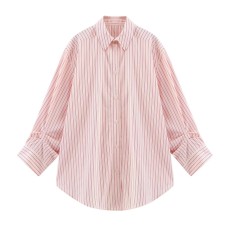 Collar long sleeved contrasting striped shirt top for women