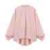Collar long sleeved contrasting striped shirt top for women