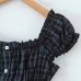 Single breasted one-piece collar off shoulder plaid dress