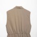 Flip collar sleeveless pocket short workwear dress for women
