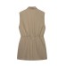 Flip collar sleeveless pocket short workwear dress for women