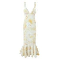 Printed back strap suspender fishtail dress for women Printed back strap suspender fishtail dress for women