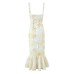Printed back strap suspender fishtail dress for women