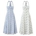 Fashion neck button print dress for women