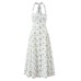 Fashion neck button print dress for women