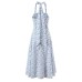 Fashion neck button print dress for women