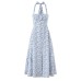 Fashion neck button print dress for women