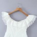 One shoulder flying sleeve lace border bow ballet dress for women