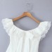 One shoulder flying sleeve lace border bow ballet dress for women