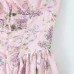 Printed waist cinching suspender dress for women