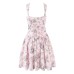 Printed waist cinching suspender dress for women