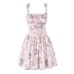 Printed waist cinching suspender dress for women