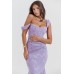 Square neck elastic mesh jacquard pleated sleeveless fishtail suspender long skirt