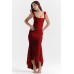 Square neck elastic mesh jacquard pleated sleeveless fishtail suspender long skirt