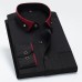 Men's contrasting collar elastic long sleeved shirt casual and comfortable no ironing shirt