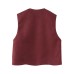 Embroidered round neck sleeveless suede textured vest for women in vest Embroidered round neck sleeveless suede textured vest for women in vest