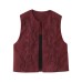 Embroidered round neck sleeveless suede textured vest for women in vest Embroidered round neck sleeveless suede textured vest for women in vest