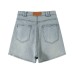 Low waisted A-line straight leg denim shorts for women