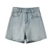 Low waisted A-line straight leg denim shorts for women