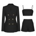 Temperament Commuting Fashion Professional Women's Suit Strap Shorts 3-Piece Set