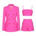 Temperament Commuting Fashion Professional Women's Suit Strap Shorts 3-Piece Set