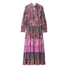 Retro multi-layer cake printed dress for women