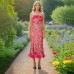 Seaside vacation style long dress with strapless three-dimensional flower embroidery hip hugging dress