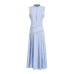 French minimalist retro style round neck sleeveless waist cinched lace dress