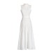 French minimalist retro style round neck sleeveless waist cinched lace dress
