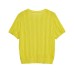 Round neck short sleeved textured knitted T-shirt top for women