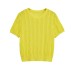 Round neck short sleeved textured knitted T-shirt top for women