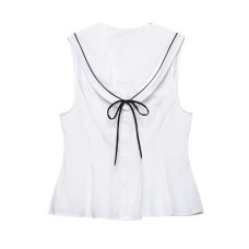 Short skirt style sleeveless bow decoration T-shirt top for women