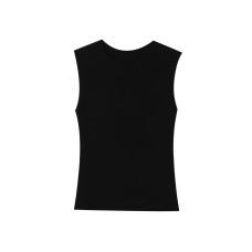 Round neck sleeveless solid color slim fit T-shirt top for women