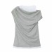 Fake two sleeveless pleated T-shirt tops for women