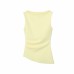 Round neck sleeveless irregular hem slim fit T-shirt for women