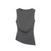 Round neck sleeveless irregular hem slim fit T-shirt for women