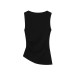 Round neck sleeveless irregular hem slim fit T-shirt for women