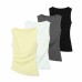Round neck sleeveless irregular hem slim fit T-shirt for women