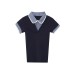 Splicing collar short sleeved knitted T-shirt top for women
