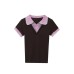 Splicing collar short sleeved knitted T-shirt top for women